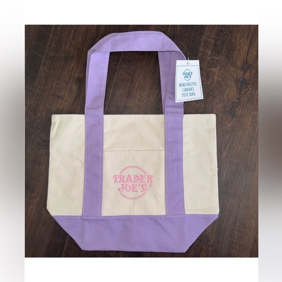 Trader Joe’s Handbags - NWT Trader Joe’s mini pastel canvas tote bags lavender and white